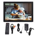 16 Inch LED TV, Multifunction Portable Digital Analog TV with Same Screen Function, Digital TV Tuner with Stand, for MKV, MOV, AVI, WMV, MP4, FLV, MPEG1‑4, 1080P Video MP3, Video, for Camping, Kitchen