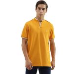 UNITED COLORS OF BENETTON Men's Regular Fit Polo Neck Solid T-Shirt (Size: L)-23A3E89J1111IGY4 Mustard