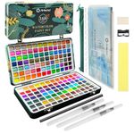 Artecho Watercolour Paint Set 168 Colors in Portable Box Including, Travel Watercolor Set with Watercolor Papers, Brushes and other Tools, Idea for Artists and Hobbyists