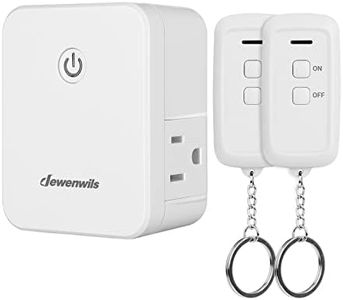 DEWENWILS Remote Control Outlet with 2 Remotes, No Interference Wireless Remote Outlet Light Switch with 2 Side Outlets, 15A/1875W, 100ft RF Range, Programmable