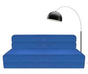 SAPPHIRE 12 cm Tri-Fold Foam Folding Mattress and Z Bed Sofa for Guests or Floor Mattress (Double Navy)