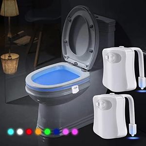 TheaPro 2 Pack Toilet Bowl Light with Motion Sensor Activated, 8 Colors Toilet Night Light,for Bathroom,Washroom, Idea Night Light for Dad Teen Boy Kids Men Women