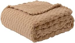 FY FIBER HOUSE Fleece Throw Blanket for Couch 300GMS Super Soft Plush Fuzzy Blankets and Throws for Sofa Bed Office, 40x50 Inches, Camel