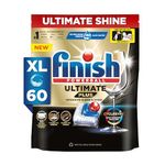 Finish 60 Tablets Powerball Ultimate Plus Dishwasher Tablets | Best ever Clean & Shine | 3X Extra Cleaning Power | Tough on Grease| Burnt-on Stains | World's #1 Dishwashing Brand