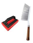 NOHUNT Nylon and Plastic Tile Cleaning Multipurpose Scrubber Brush with Handle, Long Bristle Plastic Cleaning Brush for Household Upholstery (Random Colour)