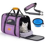 Morpilot Cat Carrier - Airline Approved Pet Carrier, Portable Dog Bag with Breathable Mesh, Adjustable Shoulder Strap, and Bowl - Small Travel Cage in Pink