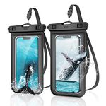 YOSH IPX8 Waterproof Phone Pouch 2-Pack, Underwater Phone Case, Waterproof Phone Case with Lanyard, Dry Bag for iPhone 15 14 13 12 11 XS, Samsung S24 S23 S22, Huawei Xiaomi up to 6.8 inches-Black