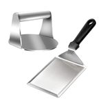 YIWONFU Smash Burger Press and Spatula, 2pcs Stainless Steel Smash Burger Kit, Heavy Duty Non-Stick Burger Smasher and Spatula Grill Turners Set for BBQ Cooking and Flat Top Griddle