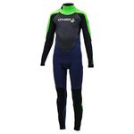 ONEILL WETSUITS Boys' Epic 5/4mm Back Zip Full Wetsuit, Navy/Black/Dayglo, 12