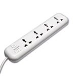 Elcom- Universal Power Strip, 4 Sockets with Illuminated Switch, White Color 250V, Fuse, Surge Protector, Fire Resistant & 1.8m Wire, Extension Box for Home appliances with 2 Year Warranty