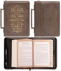 Taupe Faux Leather Classic Bible Cover | I Know The Plans - Jeremiah 29:11 | Bible Case Book Cover for Men/Women, Large