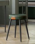 VASAGLE EKHO Collection - Dining Chairs Stools, Upholstered Kitchen Stools, Vanity Stools, Synthetic Leather with Stitching, Mid-Century Modern, 19-Inch Tall, Easy Assembly, Forest Green