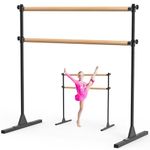BeneLabel Ballet Barre Freestanding, Portable Ballet Bar 10 Height Adjustable Wooden Stretching Dance Bar for Girls Kids Adults Home Workout Fitness Yoga, 120 x 71cm/Black