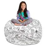 Posh Stuffable Kids Stuffed Animal Storage Bean Bag Chair Cover - Childrens Toy Organizer, X-Large-48" - Canvas Coloring Fabric - Fun World