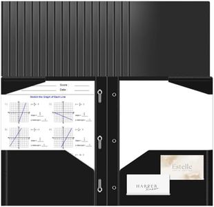 Briartw 18 Black File Folder,Heavy Duty Plastic Pocket Folder with Prongs for Letter Size Paper,2 Pockets and 3 Prongs,As Well As 2 Card Slots,Pocket Folders for Office and School Staff or Students