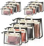 Peohud 12 Pack Clear Handbag Storage Organizer, Dust Bags for Handbags, Transparent Purse Organizer for Closet, Hanging Handbags Dust Cover Bags with Zipper, Handles and Hooks