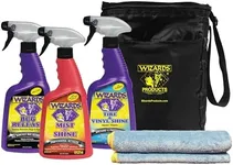 Wizards 5 Piece Car Detailing Kit - Beginner Friendly Professional Car Detailing Kit - Car Accessories for Men - Comes with a Microfiber Towel, Storage Bag and 22 oz Spray Bottles