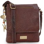 Catwalk Collection Handbags - Women's Leather Anti Theft Crossbody Bag - Medium Messenger Bag - Adjustable Shoulder Strap - ANJA - Brown