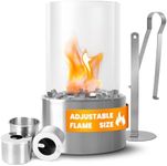 Table Fire Pit with Adjustable Flames,Bio Ethanol Tabletop Mini Fire Bowl for Indoor & Outdoor, Portable Ethanol Table Top Firepit with Glass Stone for Patio & Dinner Decorations