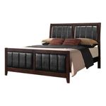 Coaster 202091Q-CO Carlton Queen Size Panel Bed with Black Padded Leatherette Tapered Legs Solid Wood and Veneers Construction, in Cappuccino