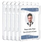 Pawfly 5 Pack Vertical 2-Card Badge Holder with Thumb Slot Hard Transparent PC Case Protector for Office School IDs Credit Cards Driver’s Licenses and Passes