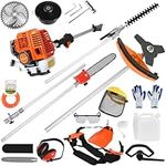 Wilitto Hedge Trimmer,Lawn Mower,Grass Trimmer,52cc 2-Stroke 5 in 1 Gas Powered Pole Saw Weed Wacker,Weed Eater,String Trimmer Handheld Chainsaw Hedge Prunerfor Yard Garden Ship USA Fast Arrival Ora