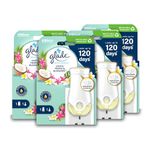 Glade Plug in Air Freshener Holder and Refill, Electric Scented Oil Room Air Freshener, Tropical Blossoms, Pack of 4 Starter Kits, (4 x Holder and 4 x 20 ml Refill)