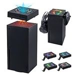 Mcbazel RGB Cooling Fan for Xbox Series X Low Noise Cooling System with LED Light, 2 Hooks and Extra 2 USB Ports, 3 Levels Adjustable Speed Cooler Fan System 1500/1750/2000RPM