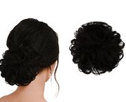 TEMPERIA Hair Accessories For Women Stylish - Juda Hair Buns for Women - Messy Bun Hair Extension - Artificial Fake Hair Donuts Bun Maker Scrunchies - With Elastic Rubber band - Black - Pack of 1