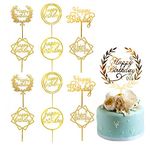 Cake Topper/Cupcake Topper,12 pcs Acrylic Gold Birthday Cake Topper Set,Double-Sided Glitter Happy Birthday Cake Topper Sets,Birthday Decoration for Children and Adults