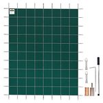 VEVOR Pool Safety Cover Fits 16x32ft Rectangle Inground Safety Pool Cover Green Mesh Solid Pool Safety Cover for Swimming Pool Winter Safety Cover