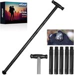 aiGear Premium Walking Hiking Stick CNC Machined Outdoor Trekking Poles with Solid Durable Tools Whistle and Compass Color Black(WS105X)