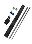 JBB Pool & Snooker Cue Stick Combo – 9mm Billiards Cue with Cover, Glove, Chalk (2) & Cue Tips (2), Black Carbon Body