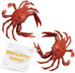 Crab Toy 2Pcs Plastic Crabs - Fake Crab Decor Crab Toys Crazy Crab Bath Toy Plastic Crab Figurine Red Crabs Decor Imitation Crab Decorations - Sea Creatures Decor Toy Crab Decoration Bath Crab Crabtoy