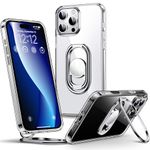 SHIELDS UP for iPhone 16 Pro Max Case with Stand, Phone Case Clear with Double Ring Holder【Adjustable & Fodable】 Shockproof Protective Cover for iPhone 16 Pro Max 6.9'' - Clear