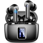 Wireless Earbuds, Wireless Headphones Bluetooth 5.3 Earphones, 48H Playtime HD Stereo In Ear buds, 4 ENC Noise Cancelling Mic Wireless Earphones, LED Display, IP7 Waterproof, Mini Ultra Light, Black