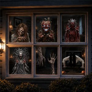 PMU 6 Set Halloween Window Clings, Window Decals, Scary Halloween Decor