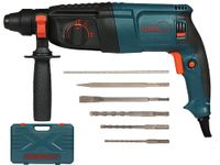 WONDERCUT WC-GP-2-26B Corded Electric Rotary Hammer with 26mm SDS Plus,1600W Copper Armature,5 Functions with Vibration Control, With Bmc Box,3 Drill Bits,2 Chisel,1 Metal Depth Gauge | Blue & Black