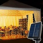 Outdoor Solar Curtain String Fairy Lights, Waterproof 300 LEDs, 8 Modes for Patio, Halloween, Wedding, Party, Home, Christmas, New Year Decoration