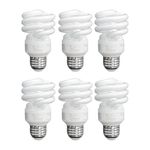 Xtricity Compact Fluorescent Light Bulbs T2 Spiral, E26 Base, 13W (60W Equivalent), 4100k Cool White, 900 Lumens, CFL, 120V - UL Listed, (6 Pack)