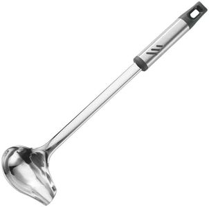 Lebabo Gravy Ladle, 1 oz Small Ladles for Serving Sauce, Stainless Steel Sauce Ladle with Pouring Spout, 13.4 inch Drizzle Spoon for Gravies and Dressings, Durable Construction, Silver