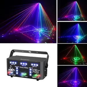 Upgraded 21 Lens Party Light Dj Disco Lights,Pro 3 in 1 DMX & Sound Activated RGB UV Strobe Light,Stage Laser Lights Indoor with Remote Control for Rave Club Dance Bar Gig DJ Lighting
