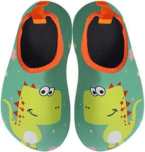 BomKinta Kids Water Shoes Boys Girls Quick Dry Non-Slip Aqua Socks for Beach Swimming Pool Green Yellow Size 5-5.5 M US Toddler