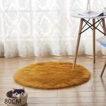 Housine® Stylish Ultra Soft Silky Fluffy Round Shag Faux Sheepskin Non-Skid Area Rug, Bedside Round Rugs for Bedroom Living Room, Kids Playroom Decor (Round,80X80cm, Golden)