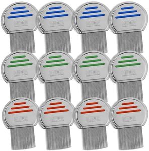Lice Comb - (Pack of 12) Head Lice Treatment that's Individually Packaged Professional Stainless Steel Louse and Nit Combs Removes Eggs with Rounded Tips for Comfort