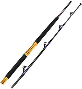 Fiblink Saltwater Offshore Trolling Rod 2 Piece Fishing Roller Rod Big Name Conventional Boat Fishing Pole with Roller Guides (30-50lb,5'6")