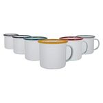 Argon Tableware White Enamel Mugs - Metal Outdoor Camping Tea Coffee Hot Drinks Cups Set - 375ml - 6 Colours