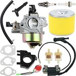 ZAMDOE GX340 GX390 Carburetor Kit for Honda GX 390 GX 340 13HP 11HP GX340U1 GX340R1 GX340K1 WT40XK1 WT40XK2 Generator Lawnmower Engines, with Ignition Coil Assembly Air Filter Spark Plug Gaskets