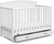 Graco Benton 5-in-1 Convertible Crib with Drawer (White) - GREENGUARD Gold Certified, Undercrib Storage Drawer, Converts to Toddler Bed, Daybed, and Full-Size Bed