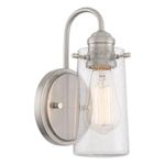 Kira Home Rayne 10" Modern Farmhouse Wall Sconce, Gooseneck Bathroom Light, Seeded Glass Shade + Brushed Nickel Finish